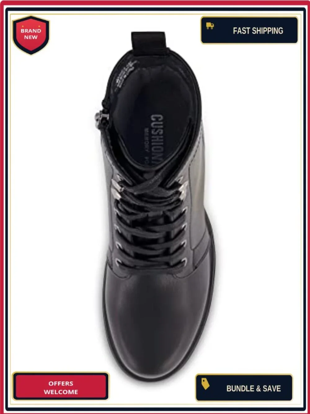 Lace Up Ankle Boots with Memory Foam, Chunky Heel, Lug Sole